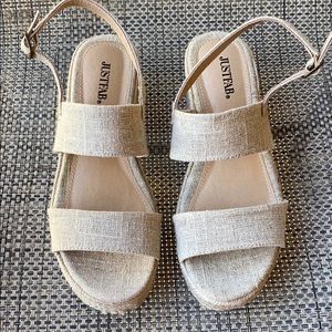 Tan woven platform sandals- size 7
